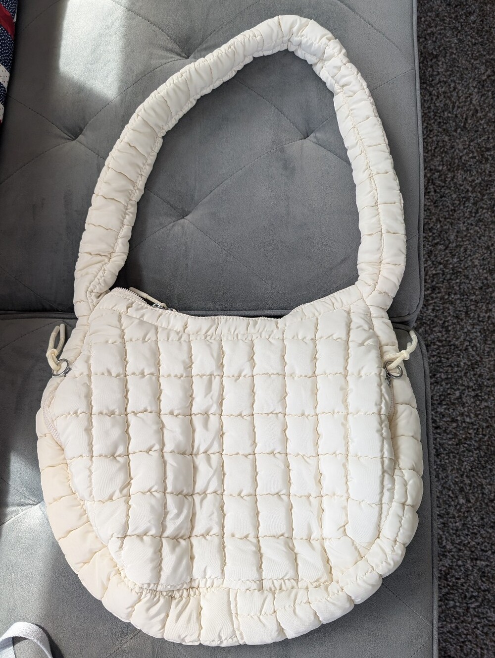 Quilted Puffer Shoulder Bag in Cream Color from Kirklands